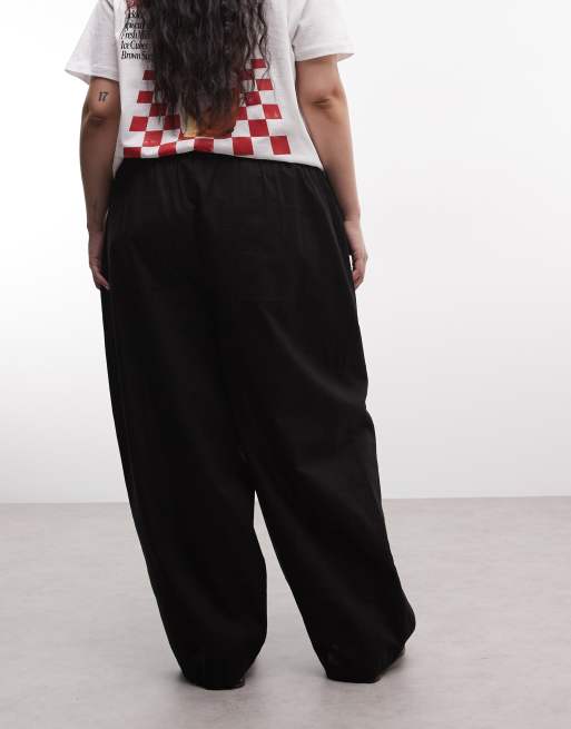 Collusion Plus - Pantalon bouffant oversize en lin mélangé - Noir, 5 de 5