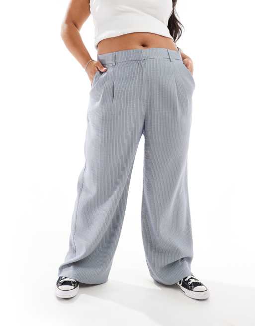COLLUSION Plus - Pantalon coupe large décontractée en lin à rayures