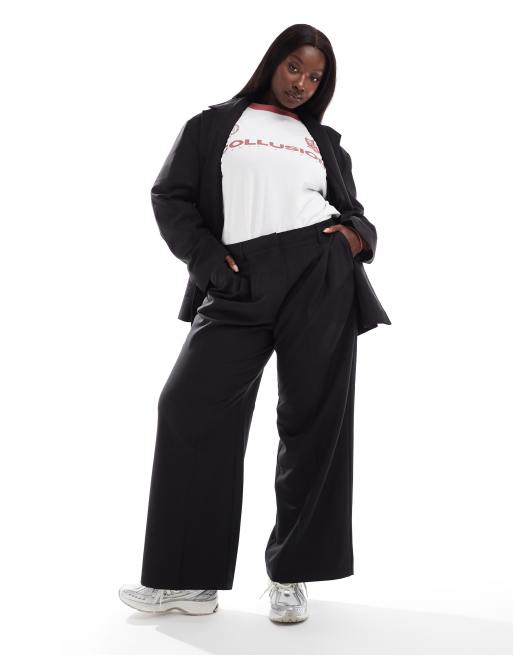 COLLUSION Plus - Pantalon habillé d'ensemble coupe ample décontractée - Noir, 2 de 5