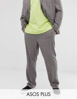 COLLUSION Plus suit trouser in brown check Brown