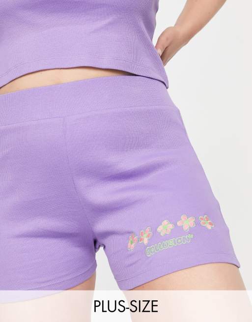 Pantaloncini ricamati con margherite colore lilla Asos Donna Abbigliamento Pantaloni e jeans Shorts Pantaloncini Plus 