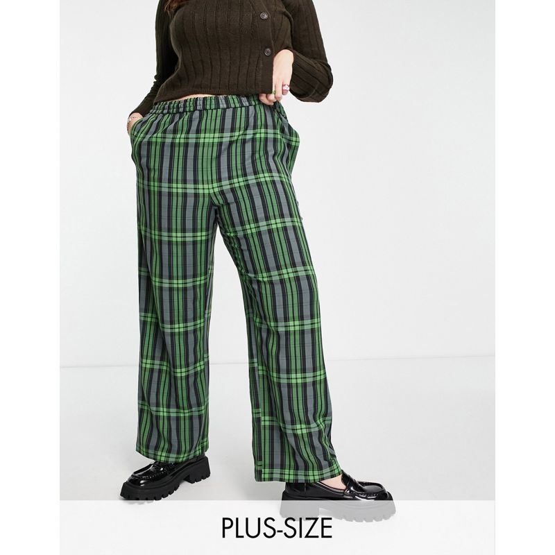 Pantaloni e leggings Donna COLLUSION Plus - Pantaloni a fondo ampio verdi a quadri