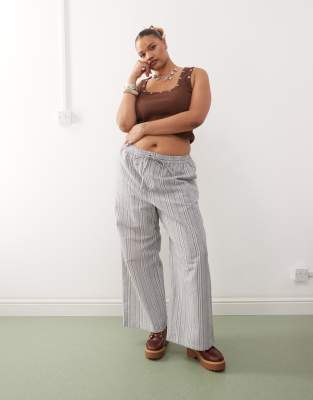 COLLUSION Plus - Pantaloni multicolore a righe con tasche cargo