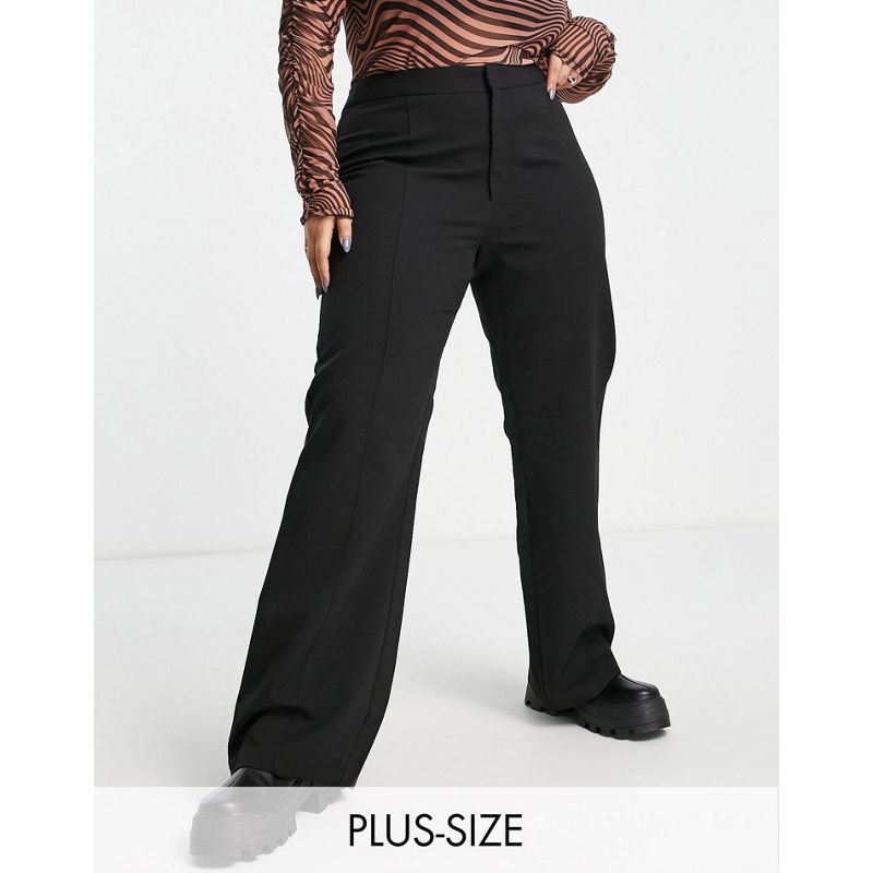Donna Pantaloni e leggings COLLUSION Plus - Pantaloni sartoriali a zampa neri con zip