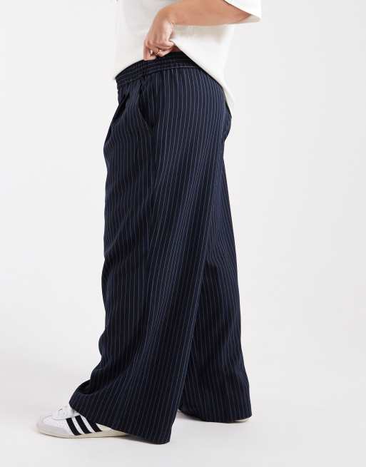 COLLUSION Plus - Pantaloni sartoriali blu navy a righe, 2 di 5