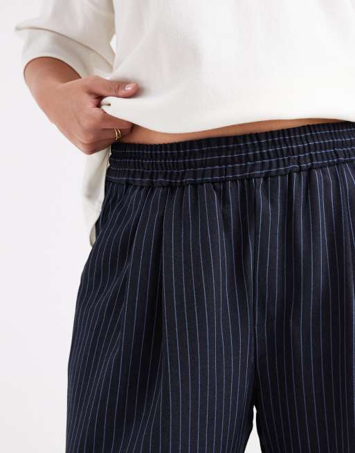 COLLUSION Plus - Pantaloni sartoriali blu navy a righe, 3 di 5