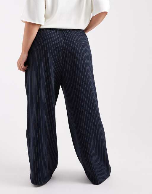 COLLUSION Plus - Pantaloni sartoriali blu navy a righe, 4 di 5
