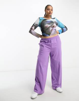 Collusion Plus Photographic Print Long Sleeve Top In Multi
