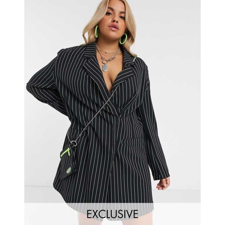 Black and white 2025 striped blazer dress