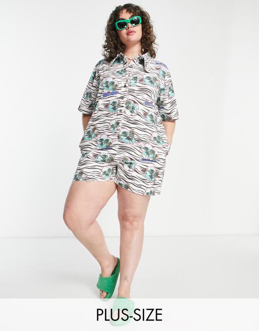 COLLUSION - Plus - Playsuit van keperstof met Hawaii-print in multi