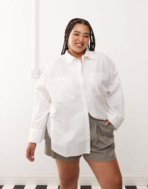 COLLUSION Plus poplin oversized shirt in white - view 1