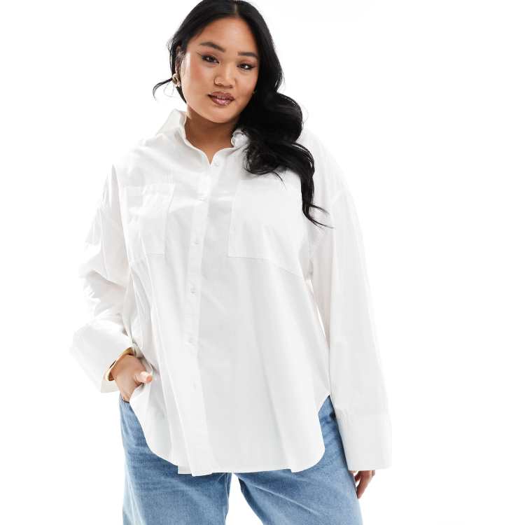 COLLUSION Plus poplin oversized shirt in white | ASOS