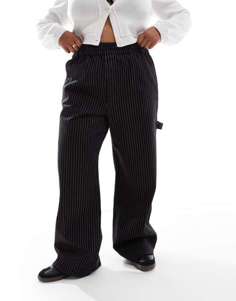 COLLUSION Plus pull on jeans in black stripe - view 1