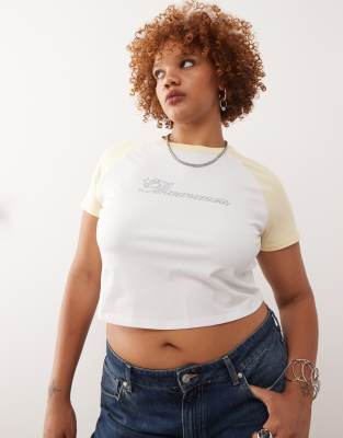 Collusion Plus Raglan Graphic Baby Tee-white