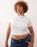 [Collusion] COLLUSION plus raglan graphic baby tee-White L WHITE