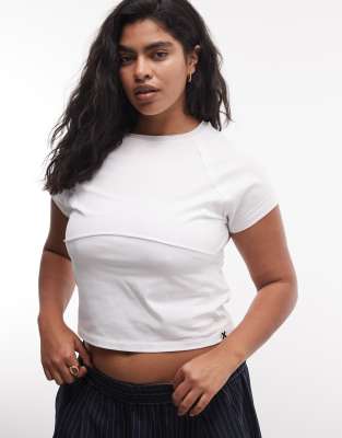 COLLUSION Plus - Raglan-T-Shirt in Weiß mit sichtbarer Ziernaht