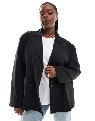 Plus relaxed oversized blazer in black - part of a set