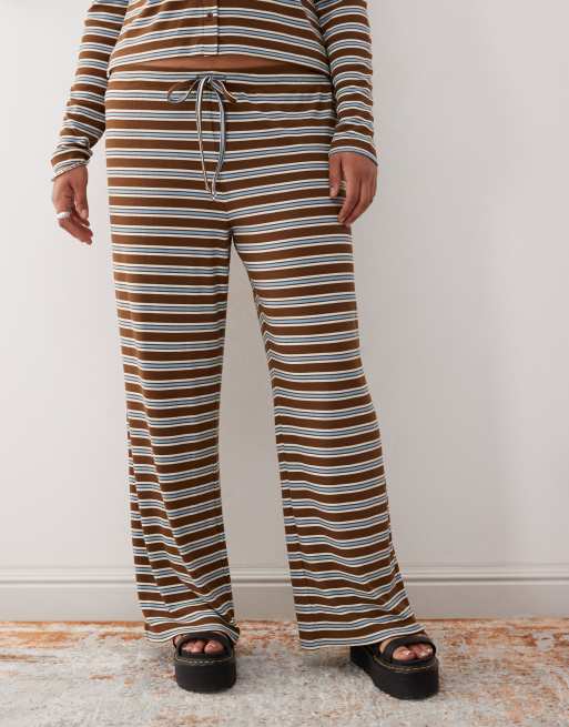 COLLUSION Plus relaxed rib knit striped pants