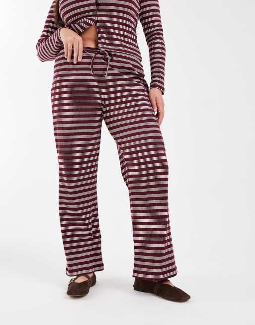 COLLUSION PLUS relaxed ribbed pants in maroon stripe - part of a set, 2 of 5