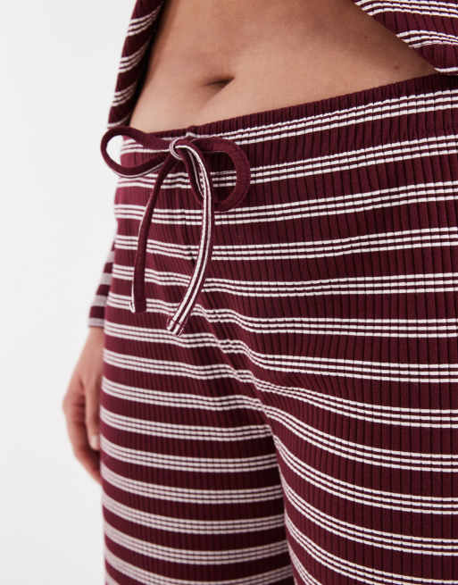 COLLUSION PLUS relaxed ribbed pants in maroon stripe - part of a set, 5 of 5