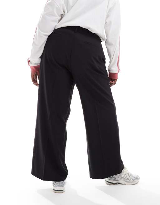 COLLUSION Plus relaxed wide leg tailored trousers co-ord in black, 4 of 5