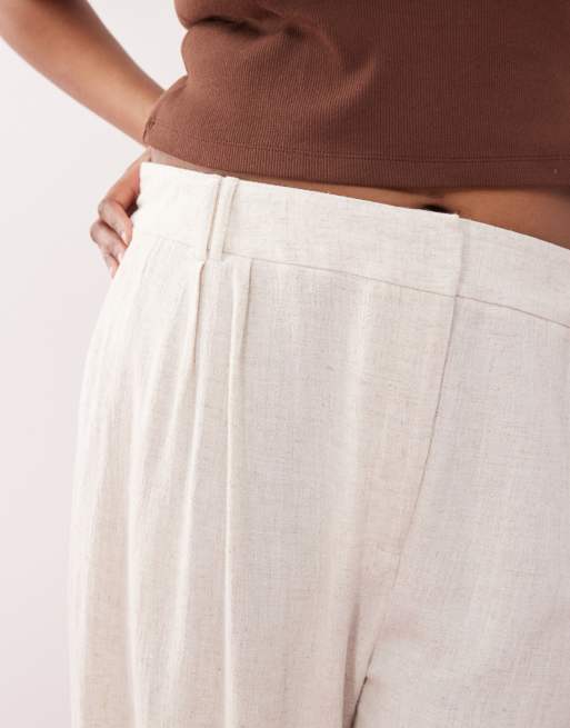 COLLUSION Plus relaxed woven trouser with linen in stone - STONE, 2 of 5