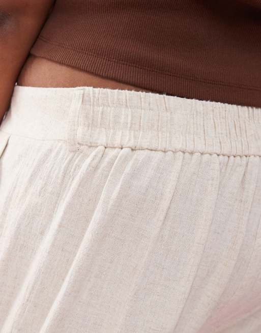 COLLUSION Plus relaxed woven trouser with linen in stone - STONE, 5 of 5