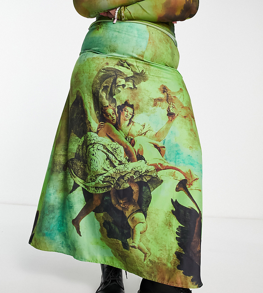 COLLUSION Plus renaissance printed maxi skirt in multi
