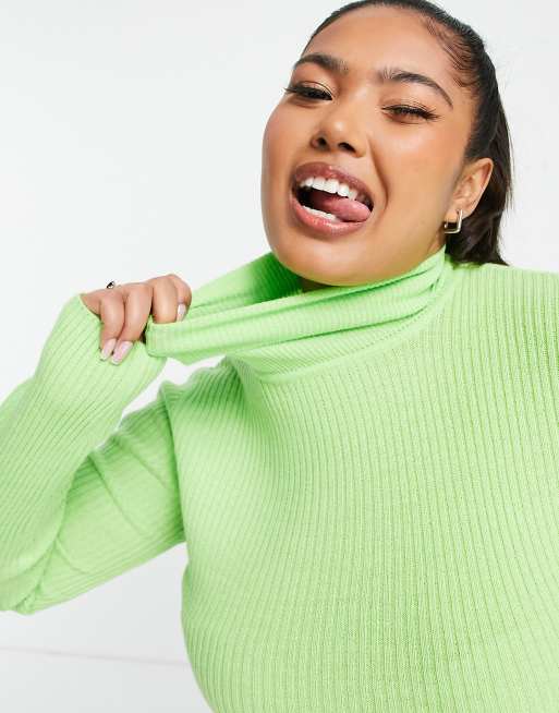 Lime green roll neck sale