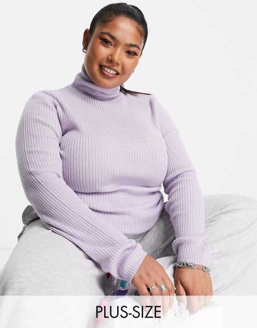 COLLUSION Plus ribbed turtle neck sweater in lilac