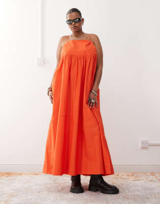 COLLUSION Plus - Robe d'été longue - Tomate-Rouge