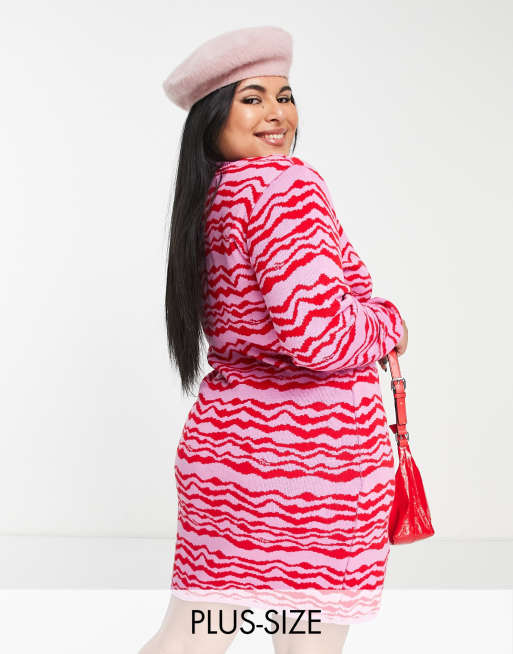 COLLUSION Plus - Robe en maille à imprimé jacquard aux lignes ondoyantes