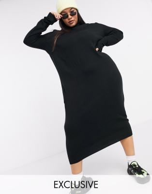 black plus size jumper dress