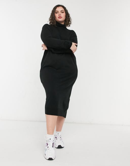 COLLUSION Plus roll neck jumper dress in black ASOS