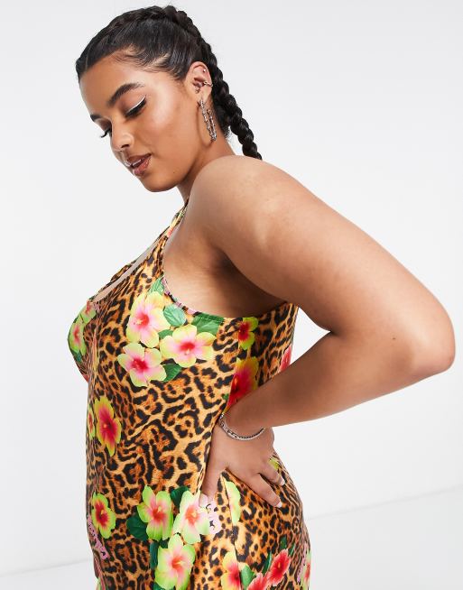 Plus size clearance leopard slip dress