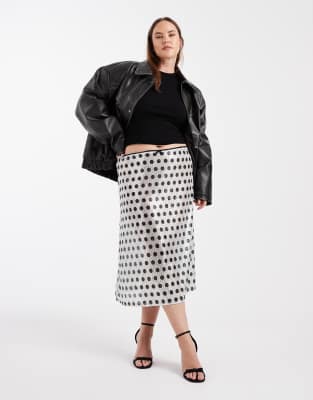 Collusion Plus Sheer Awkward Length Skirt In Multi