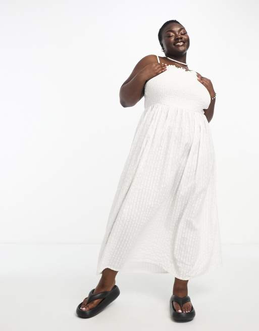 Plus size white 2024 maxi dresses for summer