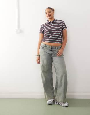 COLLUSION PLUS SHRUNKEN STRIPE POLO