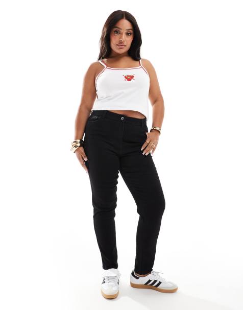 COLLUSION - Plus - Skinny jeans met hoge taille in zwart - view 1
