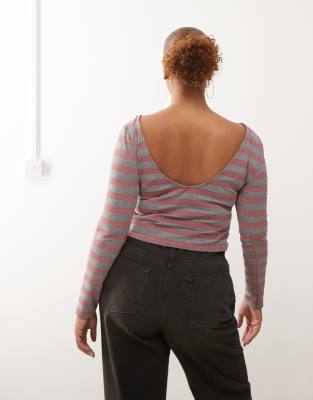 Collusion Plus Slash Neck Top In Pink