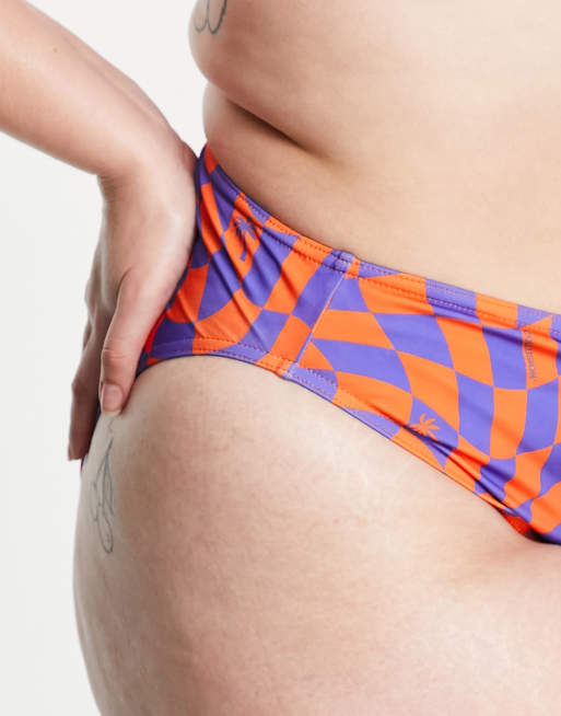 Asos Donna Abbigliamento Intimo Mutande Mutande a vita alta Slip bikini a vita alta con stampa a quadri distorti MULTI Plus 