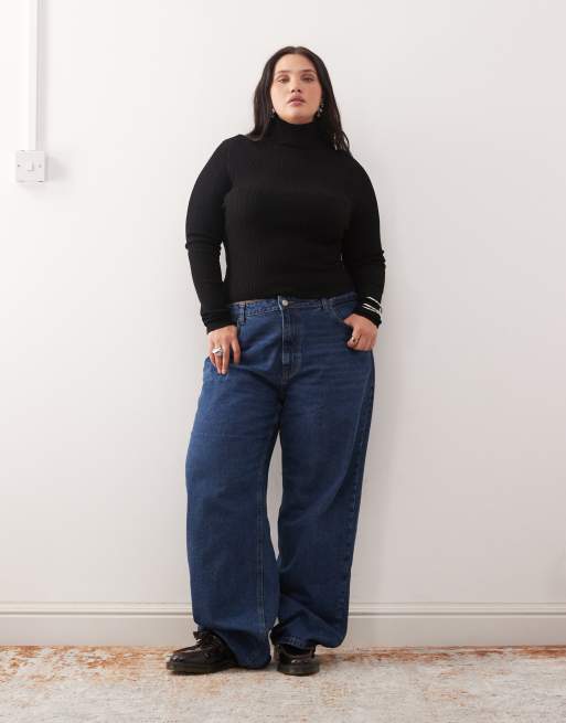 COLLUSION Plus soft rib knit turtle neck sweater in black, 2 of 4