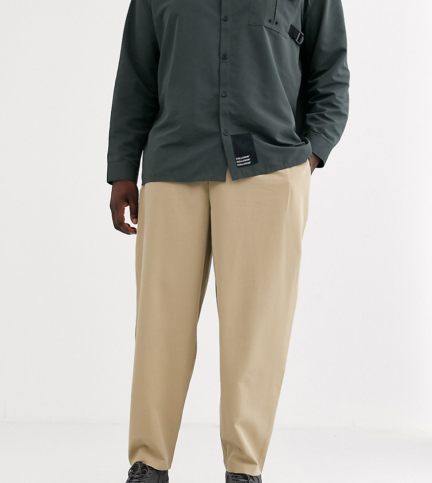 COLLUSION Plus - stenfarvede bukser med ballonben-Stenfarvet