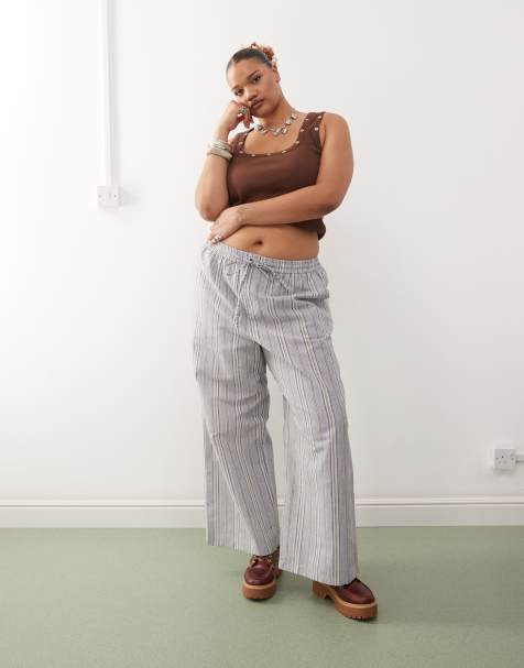 COLLUSION Plus stripe woven trouser with cargo pockets in multi - MULTI - view 1