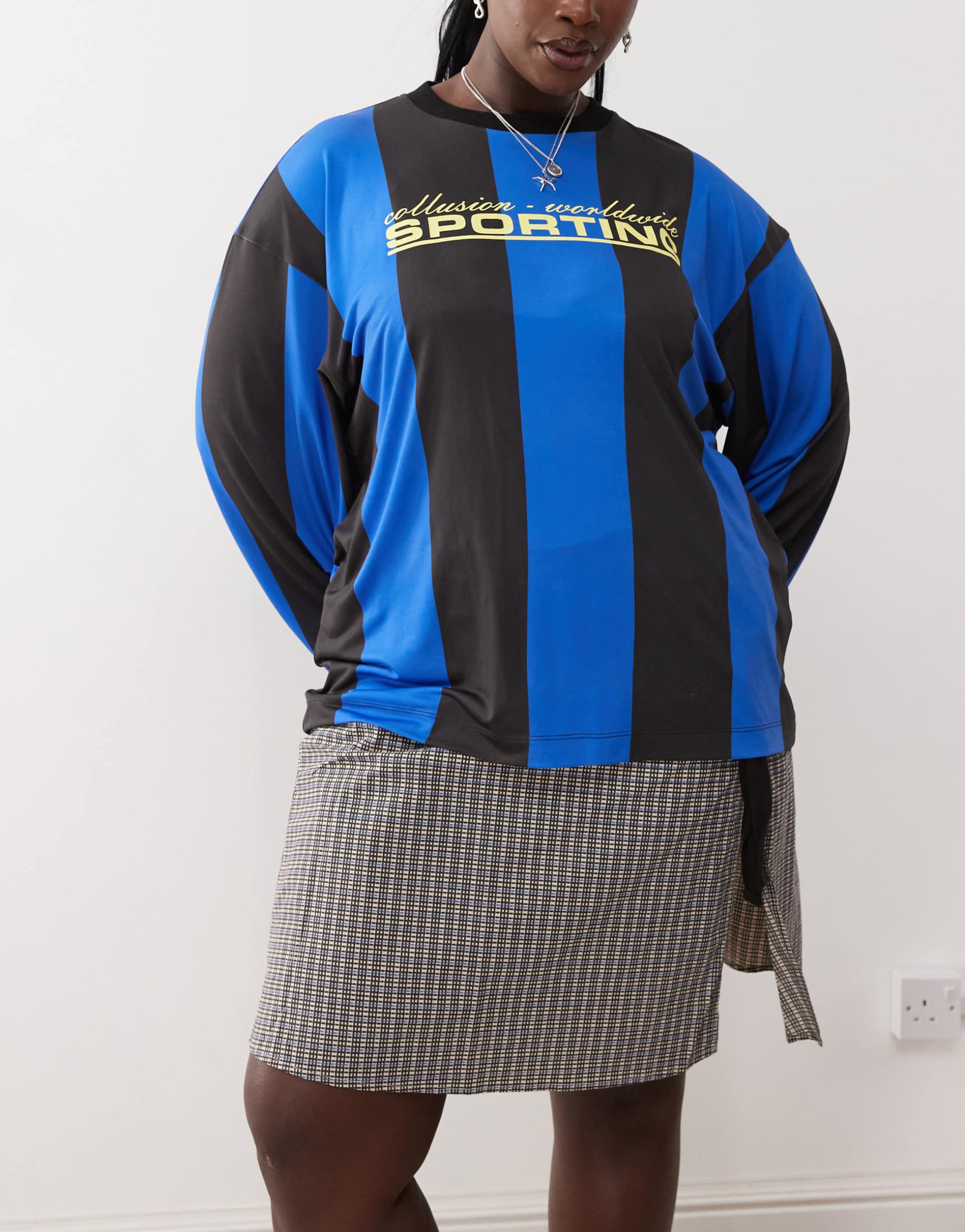 collusion plus striped sports football t-shirt