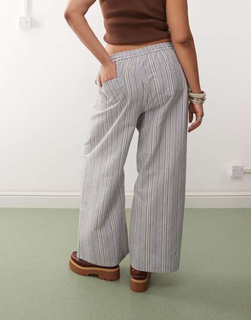 COLLUSION Plus striped woven pants with cargo pockets in multi, 4 of 5