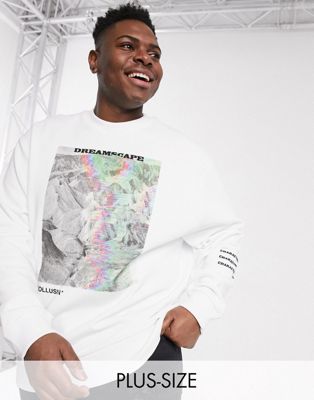 COLLUSION Plus sweatshirt with print in white