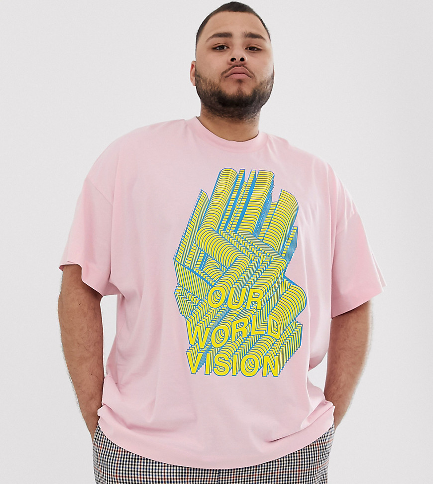 COLLUSION Plus - T-shirt met print in roze-Groen