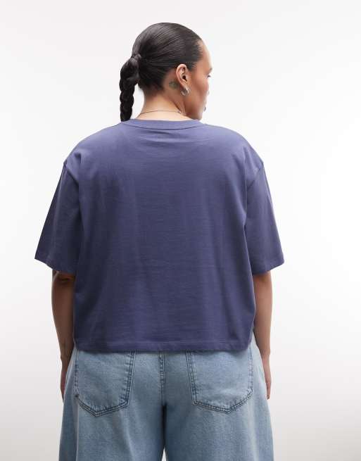 COLLUSION - Plus - T-shirt met rechte pasvorm en korte mouwen in donkerblauw, 4 van 4