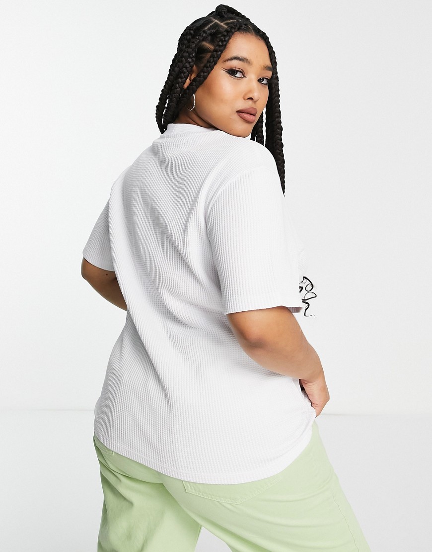 T-shirt oversize in tessuto a nido d'ape bianco con stampa di sole - Collusion T-shirt donna  - immagine2
